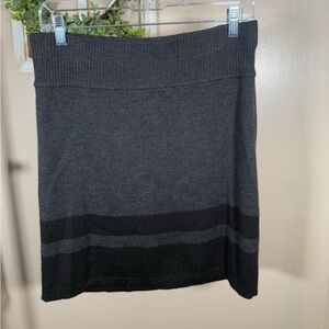 Loft striped black gray knitted wool blend skirt size Medium